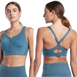 Athleta Advance Zip Front Bra in Sequoia‎ Blue Size 32C